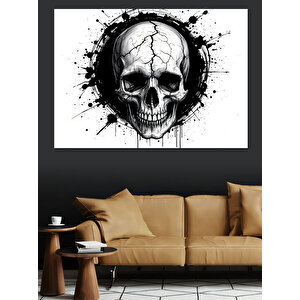 Siyah Beyaz Kuru Kafa Dekoratif Kanvas - Mdf Ahşap Tablo