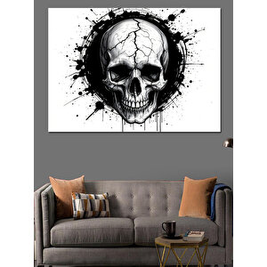 Siyah Beyaz Kuru Kafa Dekoratif Kanvas - Mdf Ahşap Tablo 70x100 cm