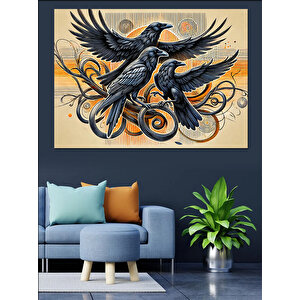 Kargalar Ve Dövmeler Dekoratif Kanvas - Mdf Ahşap Tablo 70x100 cm