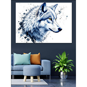 Sulu Boya Kurt Başı Dekoratif Kanvas - Mdf Ahşap Tablo 25x35 cm