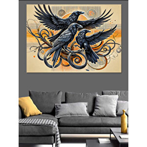 Kargalar Ve Dövmeler Dekoratif Kanvas - Mdf Ahşap Tablo 100x140 cm