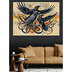 Kargalar Ve Dövmeler Dekoratif Kanvas - Mdf Ahşap Tablo 100x140 cm