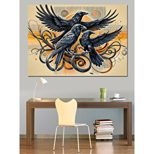 Kargalar Ve Dövmeler Dekoratif Kanvas - Mdf Ahşap Tablo