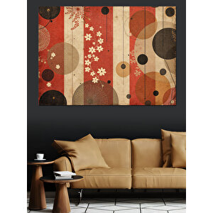 Retro Desenli Duvar Dekoratif Kanvas - Mdf Ahşap Tablo 70x100 cm