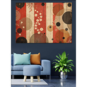 Retro Desenli Duvar Dekoratif Kanvas - Mdf Ahşap Tablo 70x100 cm