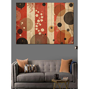Retro Desenli Duvar Dekoratif Kanvas - Mdf Ahşap Tablo 100x140 cm