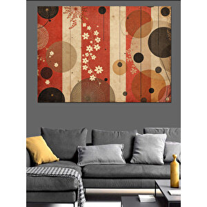 Retro Desenli Duvar Dekoratif Kanvas - Mdf Ahşap Tablo