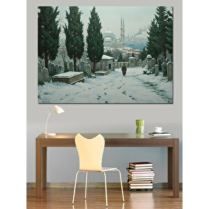 Karla Kaplı Mezarlık Sessizliği Dekoratif Kanvas - Mdf Ahşap Tablo 25x35 cm