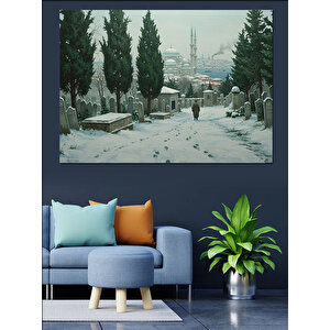 Karla Kaplı Mezarlık Sessizliği Dekoratif Kanvas - Mdf Ahşap Tablo