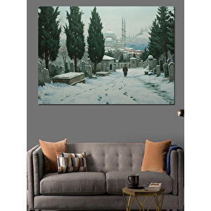 Karla Kaplı Mezarlık Sessizliği Dekoratif Kanvas - Mdf Ahşap Tablo