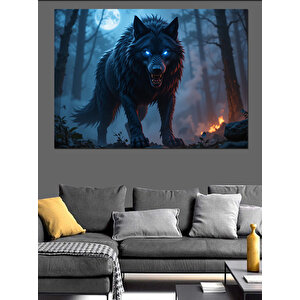 Sisli Ormanda Kurt Dekoratif Kanvas - Mdf Ahşap Tablo 25x35 cm