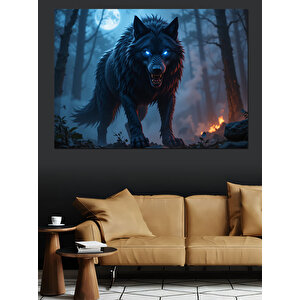 Sisli Ormanda Kurt Dekoratif Kanvas - Mdf Ahşap Tablo 25x35 cm