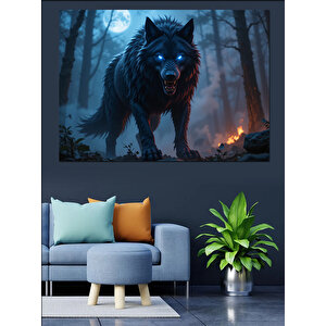 Sisli Ormanda Kurt Dekoratif Kanvas - Mdf Ahşap Tablo