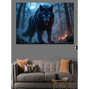 Sisli Ormanda Kurt Dekoratif Kanvas - Mdf Ahşap Tablo