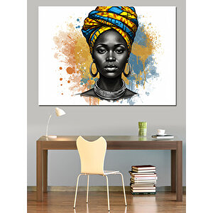 Afrika Desenli Kadın Portresi Dekoratif Kanvas - Mdf Ahşap Tablo 35x50 cm