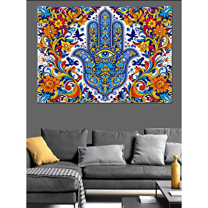 Çini Desenli Fatma Eli Dekoratif Kanvas - Mdf Ahşap Tablo 70x100 cm