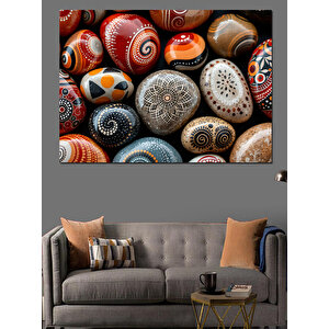 Sanatsal Desenli Taşlar Dekoratif Kanvas - Mdf Ahşap Tablo 35x50 cm