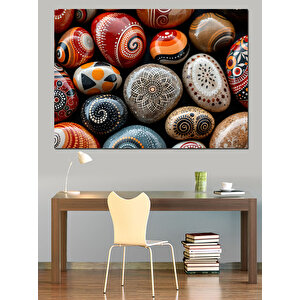 Sanatsal Desenli Taşlar Dekoratif Kanvas - Mdf Ahşap Tablo 35x50 cm