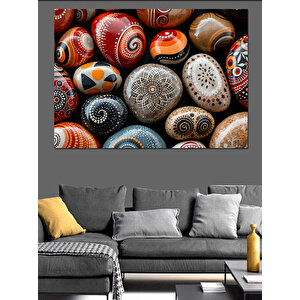 Sanatsal Desenli Taşlar Dekoratif Kanvas - Mdf Ahşap Tablo 35x50 cm