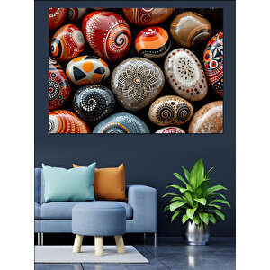 Sanatsal Desenli Taşlar Dekoratif Kanvas - Mdf Ahşap Tablo
