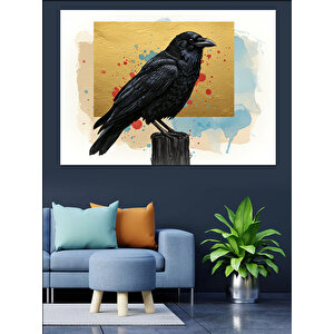 Kanatlı Karga Dekoratif Kanvas - Mdf Ahşap Tablo