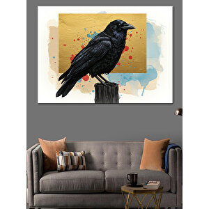 Kanatlı Karga Dekoratif Kanvas - Mdf Ahşap Tablo 70x100 cm