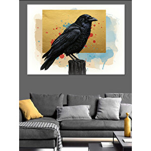 Kanatlı Karga Dekoratif Kanvas - Mdf Ahşap Tablo 70x100 cm