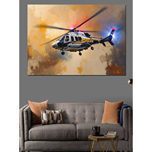 Havada Kurtarma Helikopteri Dekoratif Kanvas - Mdf Ahşap Tablo 25x35 cm