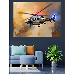 Havada Kurtarma Helikopteri Dekoratif Kanvas - Mdf Ahşap Tablo 35x50 cm