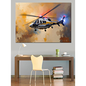 Havada Kurtarma Helikopteri Dekoratif Kanvas - Mdf Ahşap Tablo 35x50 cm
