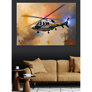 Havada Kurtarma Helikopteri Dekoratif Kanvas - Mdf Ahşap Tablo