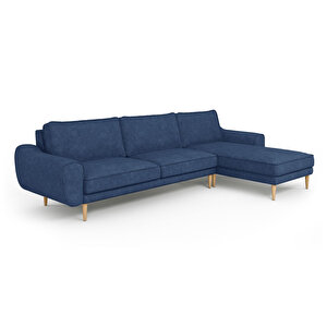 Klem 306 X 171 Köşe Ahşap Ayak - Fitilli Kadife Mavi