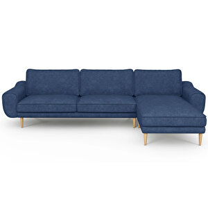 Klem 306 X 171 Köşe Ahşap Ayak - Fitilli Kadife Mavi