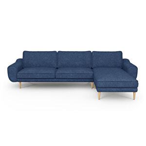 Klem 306 X 171 Köşe Ahşap Ayak - Fitilli Kadife Mavi