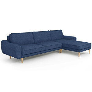 Klem 306 X 171 Köşe Ahşap Ayak - Fitilli Kadife Mavi