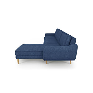 Klem 306 X 171 Köşe Ahşap Ayak - Fitilli Kadife Mavi