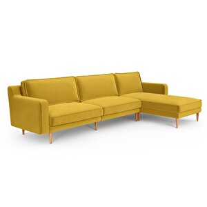 Klem Slim 312 X 171 Köşe Ahşap Ayak - Kadife Hardal