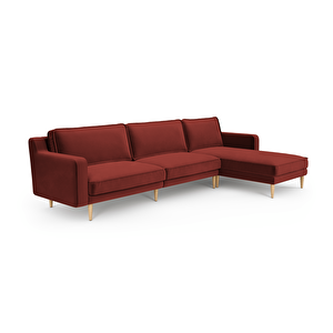Klem Slim 312 X 171 Köşe Ahşap Ayak - Kadife Paslı Kırmızı