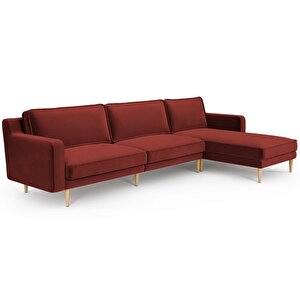 Klem Slim 312 X 171 Köşe Ahşap Ayak - Kadife Paslı Kırmızı