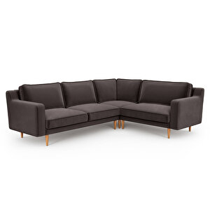 Klem Slim 257 X 203 Köşe Ahşap Ayak - Kadife Kül Gri