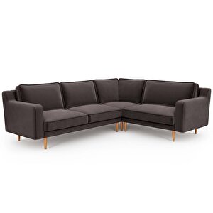 Klem Slim 257 X 203 Köşe Ahşap Ayak - Kadife Kül Gri