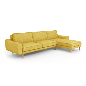 Klem 306 X 171 Köşe Ahşap Ayak - Fitilli Kadife Polen Sarı
