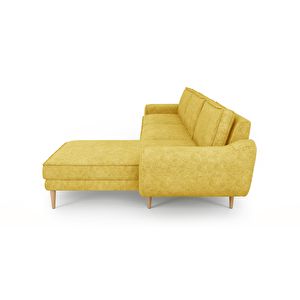 Klem 306 X 171 Köşe Ahşap Ayak - Fitilli Kadife Polen Sarı