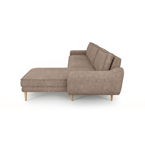 Klem 306 X 171 Köşe Ahşap Ayak - Fitilli Kadife Sütlü Kahve