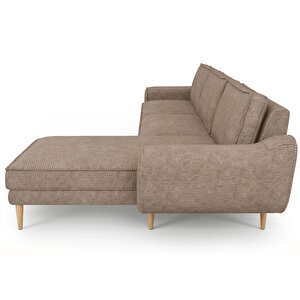 Klem 306 X 171 Köşe Ahşap Ayak - Fitilli Kadife Sütlü Kahve