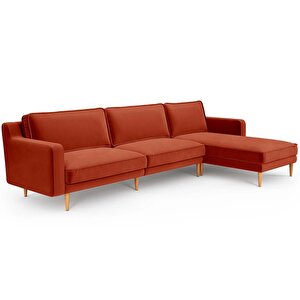 Klem Slim 312 X 171 Köşe Ahşap Ayak - Kadife Kiremit