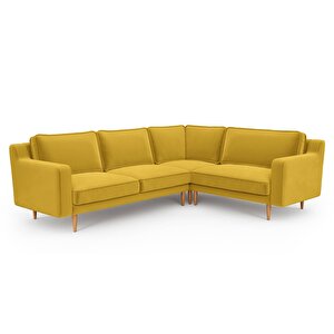 Klem Slim 257 X 203 Köşe Ahşap Ayak - Kadife Hardal