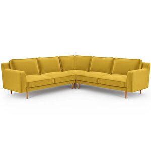Klem Slim 257 X 257 Köşe Ahşap Ayak - Kadife Hardal