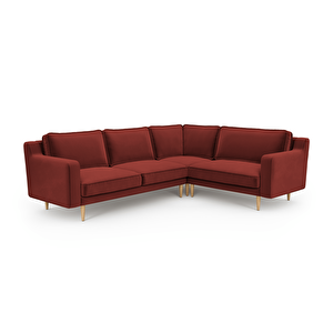 Klem Slim 257 X 203 Köşe Ahşap Ayak - Kadife Paslı Kırmızı