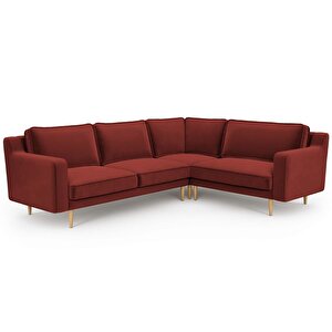 Klem Slim 257 X 203 Köşe Ahşap Ayak - Kadife Paslı Kırmızı
